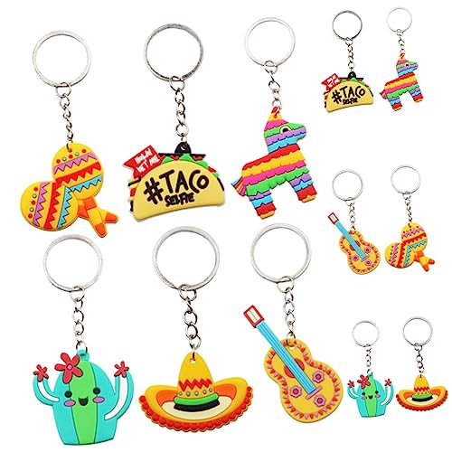 MERRYHAPY 24st Cartoon-schlüsselanhänger Mexikanische Fiesta-partydekorationen Abs Mexikanischer Sombrero Taco-schlüsselanhänger Fiesta-gastgeschenke Fiesta-goodie-bags Tortilleros Legierung von MERRYHAPY