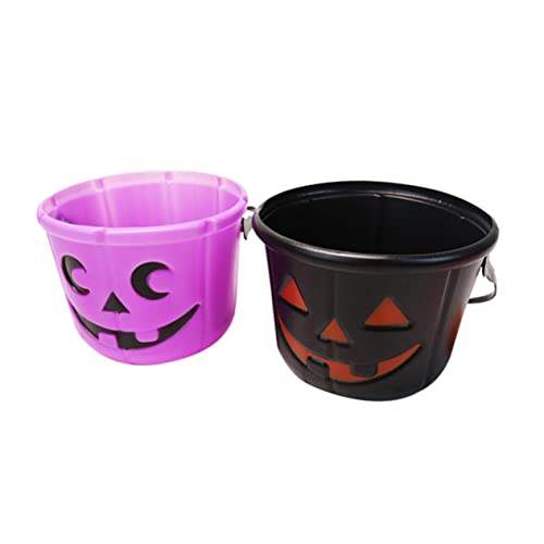 MERRYHAPY 2st Kürbis Eimer Mini-kürbis Tragbarer Süßigkeitenbehälter Partybevorzugungseimer Süßigkeiteneimer Behandeln Halloween-kürbislicht Halloween-süßigkeitshalter Kinder Black Plastik von MERRYHAPY