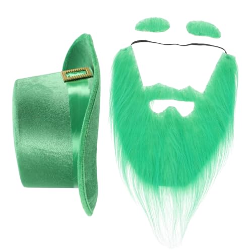 MERRYHAPY 4 St Patrick'S Day Cosplay Zubehör Grüner Kleeblatt Kobold Topper Hut Mit Und Augenbraue Irisches Partyzubehör von MERRYHAPY