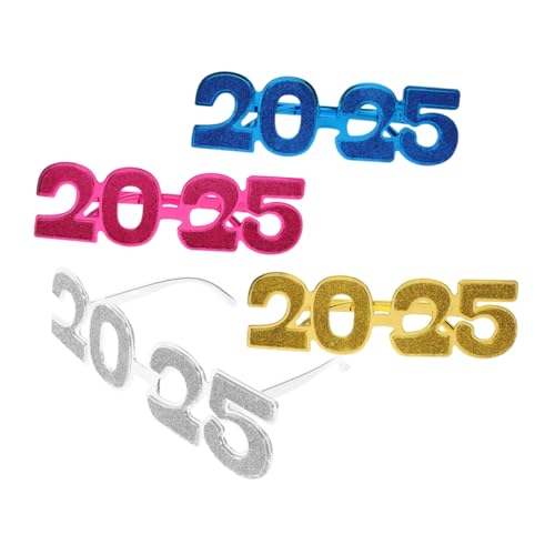 MERRYHAPY 4 Stück 2025 Brille brillen partybrille scherzbrille Silvesterbrille 2025 Silvester Requisiten Partydekorationen für das neue Jahr Partygeschenke für das neue Jahr Stk von MERRYHAPY