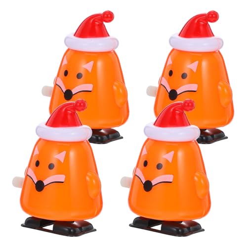 MERRYHAPY 4 Stück Weihnachtsmütze Fuchs Aufziehtier Spielzeug Fuchsfigur Spielzeug Kinder Aufziehspielzeug Weihnachtsmann Aufziehspielzeug Kinder Weihnachtsspielzeug von MERRYHAPY