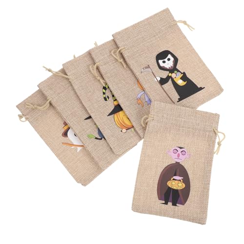 MERRYHAPY 6st Halloween-süßigkeitsbeutel Halloween-taschen Als Taschen Zum Verpacken Von Geschenken Halloween-jute Wiederverwendbarer Kordelzugbeutel Kindergeschenk Leinen- von MERRYHAPY