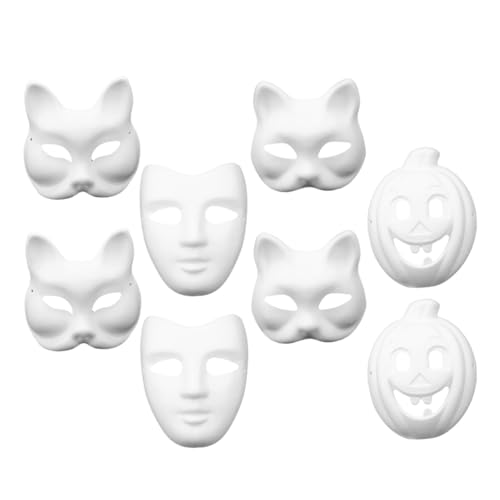 MERRYHAPY 8st Zellstoff-maske Fuchs Leere Maske Leere Maskerade Handbemalte Diy-maske Karnevals-verkleidungsmasken Japanische Maske Leere Kürbismaske Maskerade Masken Masse Weiß Papier von MERRYHAPY