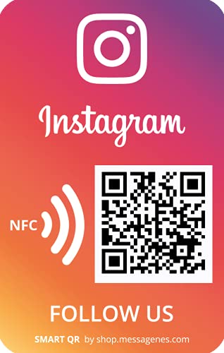 MESSAGENES | Aufkleber Instagram mit QR | 1 Rechteckige Einheit | QR NFC wiederverwendbar | Premium-Materialien | Soziale Medien | Installation an Wand, Theke, Geschäftsfenster oder Geschäftsfenster von MESSAGENES