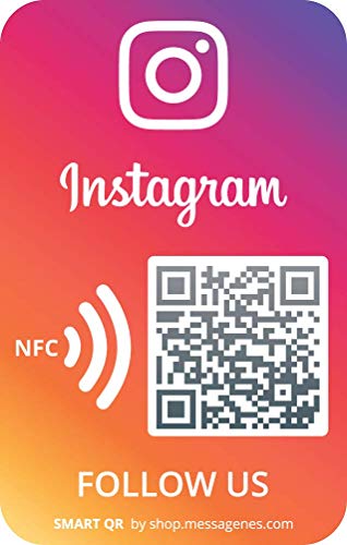 MESSAGENES | Instagram Aufkleber mit QR - NFC | Packung mit 2 Einheiten Kartengröße | Erhöhen Sie Anhänger auf 1 Klick | für Unternehmen und Handel | QR's wiederverwendbar | für Wand, Fenster von MESSAGENES