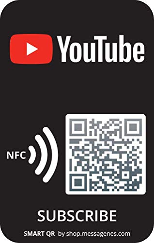 MESSAGENES | YouTube - Aufkleber | Packung mit 2 Einheiten Kartengröße | Erhöhen Sie Anhänger und fördern Sie Ihren Kanal | QR NFC Wiederverwendbar: Link beliebig änderbar | für Wand, Fenster von MESSAGENES