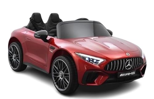 MT Kids Elektroauto für Kinder, Mercedes SL63, Rot, 2-Sitzer, 12 V – Fernbedienung für Eltern im Lieferumfang enthalten, 1 bis 5 Jahre – Geschwindigkeit/Hupe/Bluetooth/MP3/USB, für Jungen, Mädchen von METTMANN PROFESSIONNEL