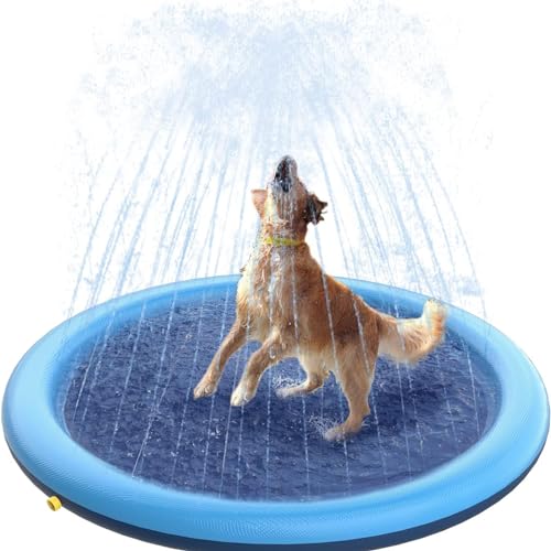 MEYAGOT Hundepool,170cm Sprinkler Matte,Hund Splash Pad,Hund Wassermatte,Faltbare Schwimmbecken,Faltbarer Planschbecken für Hunde Für Große Mittelgroße,Kleine,Welpenhunde von MEYAGOT