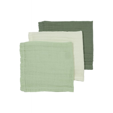 MEYCO Musselin Spucktücher 3er-Pack Uni Offwhite/Soft Green/Forest Green von MEYCO