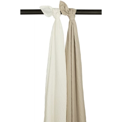 MEYCO Musselin Swaddle 2er-Pack Uni Offwhite/Sand von MEYCO