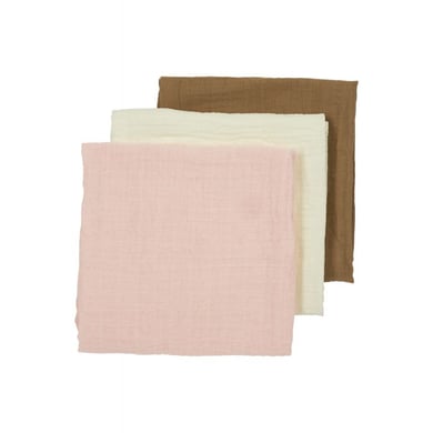 MEYCO Musslin Mullwindeln 3er-Pack Uni Offwhite/Soft Pink/Toffee von MEYCO