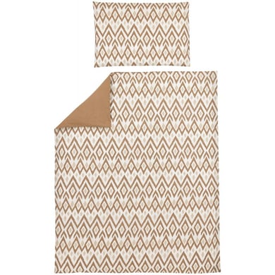 Meyco Bettwäsche Kinderbett 120 x 150 cm Ikat Sand / Uni Toffee von MEYCO