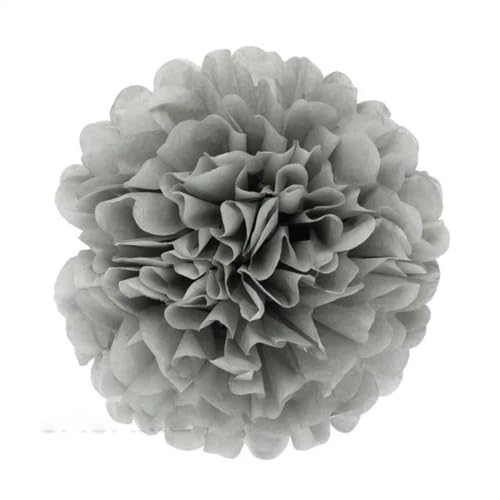 China Festival Dekorative Laterne 5 Pcs Seidenpapier Pompons Blume Girlande Hochzeit Dekoration DIY Papier Blumen Ball Geburtstag Party Dekoration(Gray,10 inches 25cm) von MEYINGOU