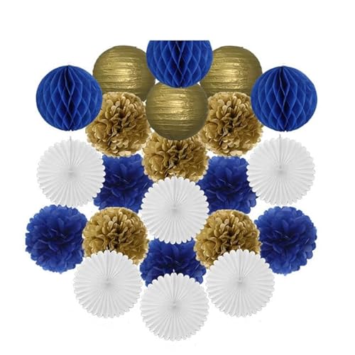 China Festival Dekorative Laterne Gold Schwarz Weiß Set Runde Papier Ball Laterne Tissue Fans 8 "10" 12 "Für Weihnachten Hochzeit Taufe Geburtstag Urlaub Party Decor(Gold Navy Blue,12inch) von MEYINGOU