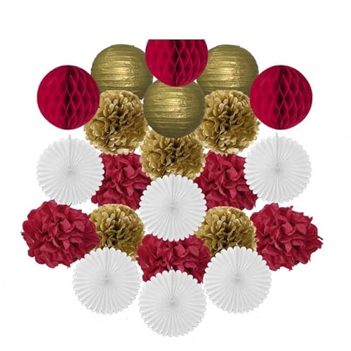 China Festival Dekorative Laterne Gold Schwarz Weiß Set Runde Papier Ball Laterne Tissue Fans 8 "10" 12 "Für Weihnachten Hochzeit Taufe Geburtstag Urlaub Party Decor(Gold Red Set,8inch) von MEYINGOU