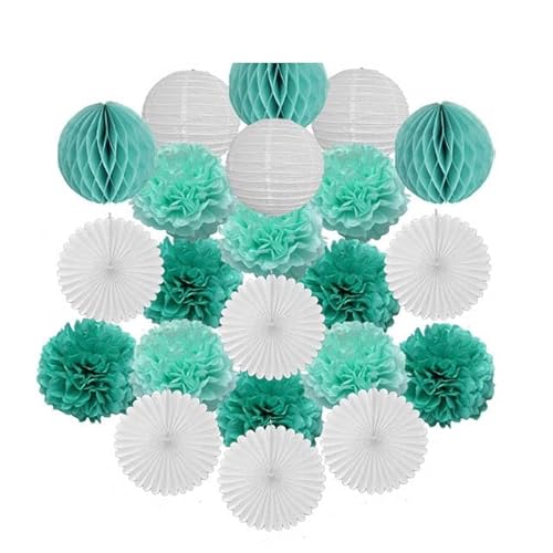 China Festival Dekorative Laterne Gold Schwarz Weiß Set Runde Papier Ball Laterne Tissue Fans 8 "10" 12 "Für Weihnachten Hochzeit Taufe Geburtstag Urlaub Party Decor(Mint Set,8inch) von MEYINGOU