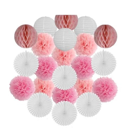 China Festival Dekorative Laterne Gold Schwarz Weiß Set Runde Papier Ball Laterne Tissue Fans 8 "10" 12 "Für Weihnachten Hochzeit Taufe Geburtstag Urlaub Party Decor(Pink Set,12inch) von MEYINGOU