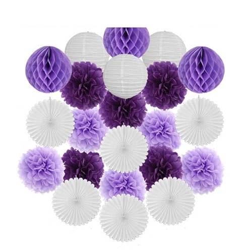 China Festival Dekorative Laterne Gold Schwarz Weiß Set Runde Papier Ball Laterne Tissue Fans 8 "10" 12 "Für Weihnachten Hochzeit Taufe Geburtstag Urlaub Party Decor(Purple Set,10inch) von MEYINGOU