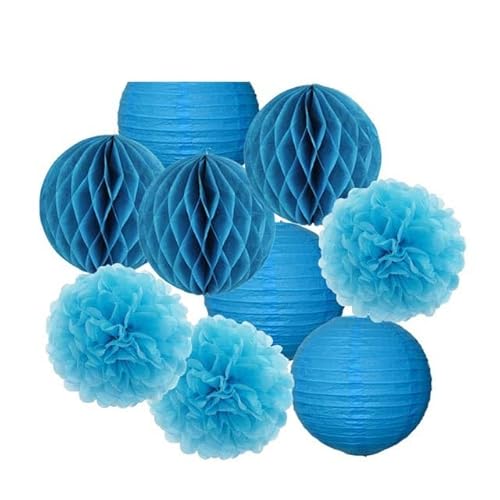 China Festival Dekorative Laterne Hochzeitsparty-Gastgeschenk, hängende runde Papierlaterne, lila, blau, rosa, 6" 8" 10" 12" Taufe, Geburtstag, Weihnachten, EID, Urlaubsdeko(Blue Set,10inch) von MEYINGOU