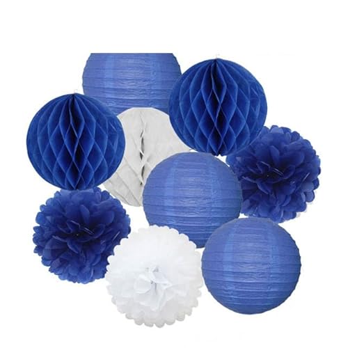 China Festival Dekorative Laterne Hochzeitsparty-Gastgeschenk, hängende runde Papierlaterne, lila, blau, rosa, 6" 8" 10" 12" Taufe, Geburtstag, Weihnachten, EID, Urlaubsdeko(Dark Blue Set,12inch) von MEYINGOU