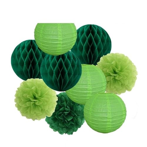 China Festival Dekorative Laterne Hochzeitsparty-Gastgeschenk, hängende runde Papierlaterne, lila, blau, rosa, 6" 8" 10" 12" Taufe, Geburtstag, Weihnachten, EID, Urlaubsdeko(Green Set,6inch) von MEYINGOU