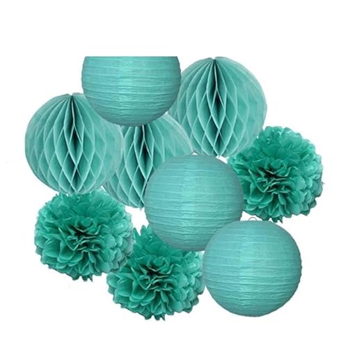 China Festival Dekorative Laterne Hochzeitsparty-Gastgeschenk, hängende runde Papierlaterne, lila, blau, rosa, 6" 8" 10" 12" Taufe, Geburtstag, Weihnachten, EID, Urlaubsdeko(Mint Set,8inch) von MEYINGOU