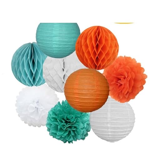 China Festival Dekorative Laterne Hochzeitsparty-Gastgeschenk, hängende runde Papierlaterne, lila, blau, rosa, 6" 8" 10" 12" Taufe, Geburtstag, Weihnachten, EID, Urlaubsdeko(Orange Mint Set,6inch) von MEYINGOU