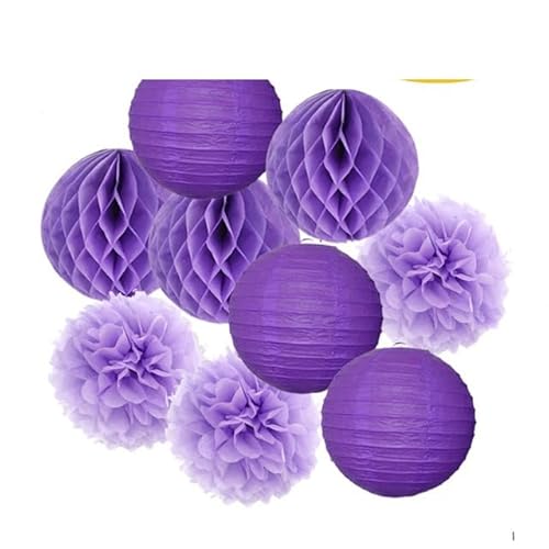 China Festival Dekorative Laterne Hochzeitsparty-Gastgeschenk, hängende runde Papierlaterne, lila, blau, rosa, 6" 8" 10" 12" Taufe, Geburtstag, Weihnachten, EID, Urlaubsdeko(Purple Set,12inch) von MEYINGOU