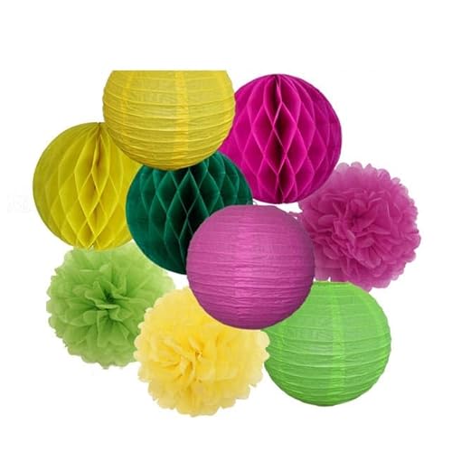 China Festival Dekorative Laterne Hochzeitsparty-Gastgeschenk, hängende runde Papierlaterne, lila, blau, rosa, 6" 8" 10" 12" Taufe, Geburtstag, Weihnachten, EID, Urlaubsdeko(Rose Green Yellow,6inch) von MEYINGOU