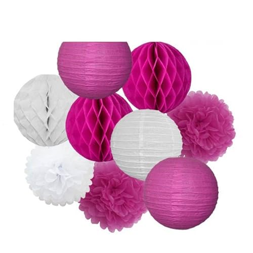 China Festival Dekorative Laterne Hochzeitsparty-Gastgeschenk, hängende runde Papierlaterne, lila, blau, rosa, 6" 8" 10" 12" Taufe, Geburtstag, Weihnachten, EID, Urlaubsdeko(Rose White Set,10inch) von MEYINGOU