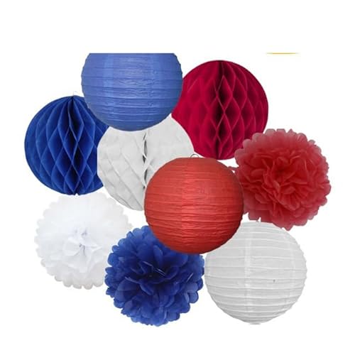 China Festival Dekorative Laterne Hochzeitsparty-Gastgeschenk, hängende runde Papierlaterne, lila, blau, rosa, 6" 8" 10" 12" Taufe, Geburtstag, Weihnachten, EID, Urlaubsdeko(Royal Blue Red,8inch) von MEYINGOU