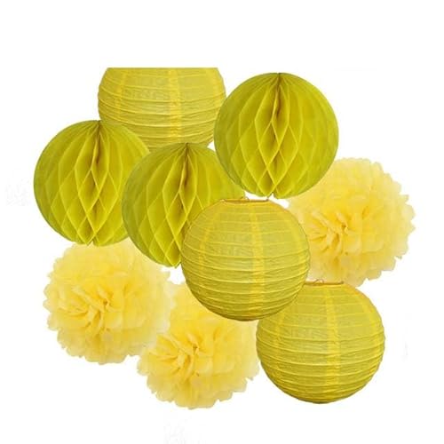 China Festival Dekorative Laterne Hochzeitsparty-Gastgeschenk, hängende runde Papierlaterne, lila, blau, rosa, 6" 8" 10" 12" Taufe, Geburtstag, Weihnachten, EID, Urlaubsdeko(Yellow Set,6inch) von MEYINGOU