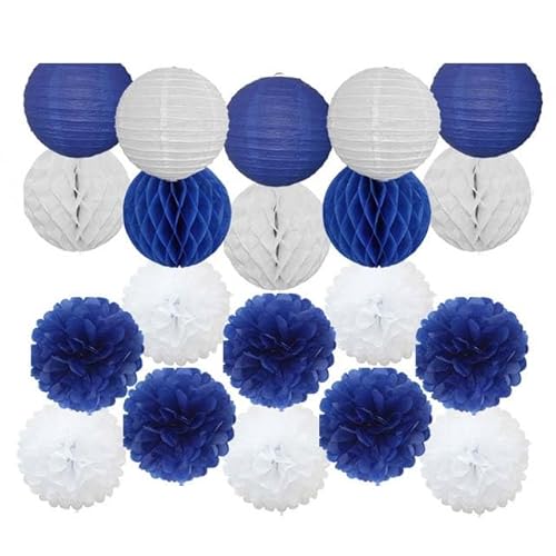 China Festival Dekorative Laterne Party-Geschenk for Kinder mit Meerjungfrauen-Motiv, lila, Minze, rund, 15,2 cm, 30,5 cm, Taufe, 18. Geburtstag, Hochzeit, Valentinstag, Dekoration, Pompom(Dark Blue S von MEYINGOU