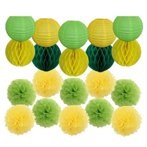 China Festival Dekorative Laterne Party-Geschenk for Kinder mit Meerjungfrauen-Motiv, lila, Minze, rund, 15,2 cm, 30,5 cm, Taufe, 18. Geburtstag, Hochzeit, Valentinstag, Dekoration, Pompom(Green Yello von MEYINGOU