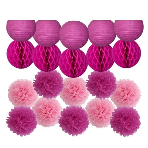 China Festival Dekorative Laterne Party-Geschenk for Kinder mit Meerjungfrauen-Motiv, lila, Minze, rund, 15,2 cm, 30,5 cm, Taufe, 18. Geburtstag, Hochzeit, Valentinstag, Dekoration, Pompom(Rose Red Se von MEYINGOU