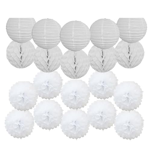 China Festival Dekorative Laterne Party-Geschenk for Kinder mit Meerjungfrauen-Motiv, lila, Minze, rund, 15,2 cm, 30,5 cm, Taufe, 18. Geburtstag, Hochzeit, Valentinstag, Dekoration, Pompom(White Set,1 von MEYINGOU