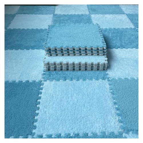 Interlocking Mat Wasserdicht Hochelastische Spielm 10 Stück EVA-Schaumstoff-Plüsch-Teppiche, Bodenfliesen, ineinander greifende Teppichfliesen, 12 x 12 Zoll Puzzle-Spielmatte, Bodenschutz for das Wohn von MEYINGOU