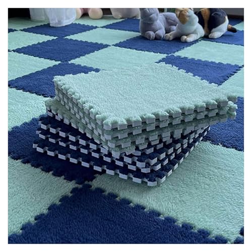 Interlocking Mat Wasserdicht Hochelastische Spielm 10 Stück ineinander greifende flauschige Teppichfliesen, Bodenmatte aus Plüsch-Puzzleschaum, zottelige Spielmatte for Wohnzimmer, Schlafzimmer, Spiel von MEYINGOU