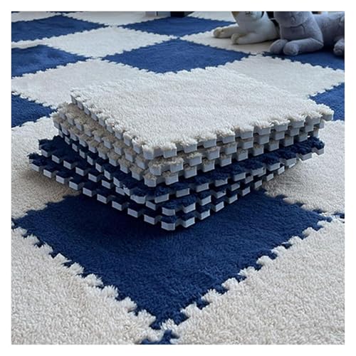 Interlocking Mat Wasserdicht Hochelastische Spielm 10 Stück ineinander greifende flauschige Teppichfliesen, Bodenmatte aus Plüsch-Puzzleschaum, zottelige Spielmatte for Wohnzimmer, Schlafzimmer, Spiel von MEYINGOU