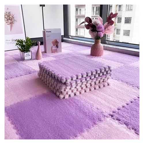 Interlocking Mat Wasserdicht Hochelastische Spielm 10 Stück weiche Puzzle-Schaumstoff-Bodenmatten, quadratische ineinander greifende Teppichfliesen, Plüsch-Spielmatte, Spielzimmer, Schlafzimmer, 12 un von MEYINGOU