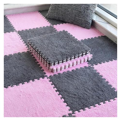 Interlocking Mat Wasserdicht Hochelastische Spielm 10 Stück weiche Puzzle-Schaumstoff-Bodenmatten, quadratische ineinander greifende Teppichfliesen, Plüsch-Spielmatte, Spielzimmer, Schlafzimmer, 12 un von MEYINGOU