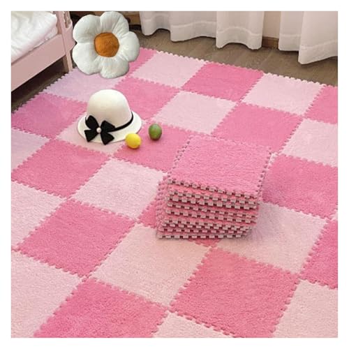 Interlocking Mat Wasserdicht Hochelastische Spielm 16 Stück, 30 x 30 cm, weiche Plüsch-Puzzlematten for den Boden, Spielmatte, Teppichfliesen, Quadrate, ineinander greifende Schaumstofffliesen for die von MEYINGOU