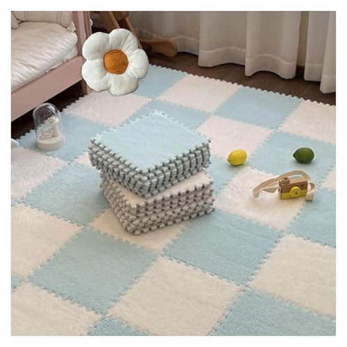 Interlocking Mat Wasserdicht Hochelastische Spielm 16 Stück, 30 x 30 cm, weiche Plüsch-Puzzlematten for den Boden, Spielmatte, Teppichfliesen, Quadrate, ineinander greifende Schaumstofffliesen for die von MEYINGOU