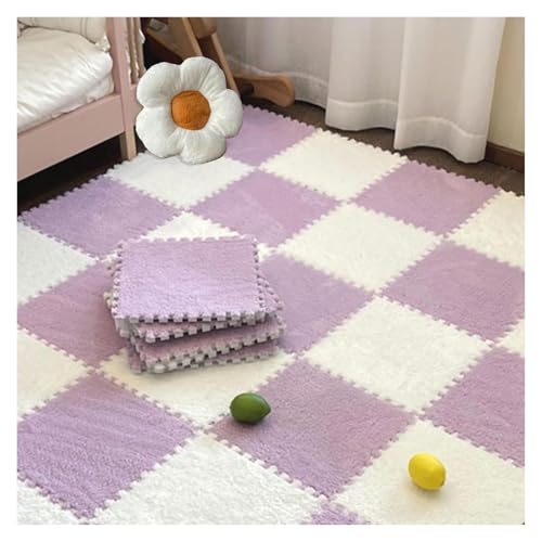 Interlocking Mat Wasserdicht Hochelastische Spielm 16 Stück, 30 x 30 cm, weiche Plüsch-Puzzlematten for den Boden, Spielmatte, Teppichfliesen, Quadrate, ineinander greifende Schaumstofffliesen for die von MEYINGOU