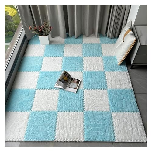 Interlocking Mat Wasserdicht Hochelastische Spielm 16 Stück ineinander greifende Plüsch-Bodenfliesen, Teppichquadrate, 12 x 12 Zoll flauschige Puzzleteil-Bodenmatte, Puzzlematte for das Wohnzimmer(Lig von MEYINGOU