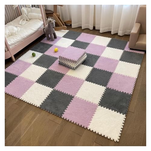 Interlocking Mat Wasserdicht Hochelastische Spielm 20 Stück flauschige Puzzle-Bodenmatte aus Plüschschaum, weiche Teppichfliesen, Farbkombinationen, Teppiche for Wohnzimmer, Spielzimmer, Heimdekoratio von MEYINGOU