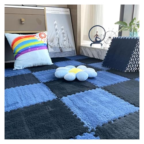 Interlocking Mat Wasserdicht Hochelastische Spielm 200 Stück Plüschschaum-Bodenmatte, Puzzle-Bodenkissen fürs Bett, Spielmatte, ineinandergreifender Teppich, Puzzle-Bodenfliesen, 12 x 12 Zoll(Black+na von MEYINGOU