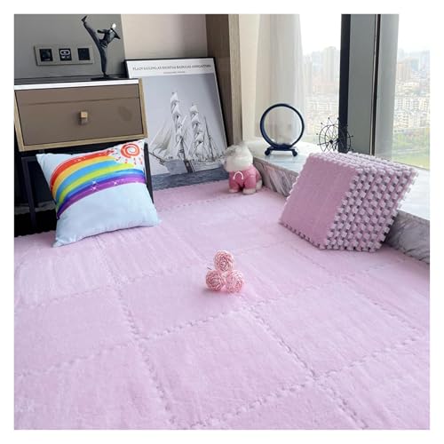 Interlocking Mat Wasserdicht Hochelastische Spielm 200 Stück Plüschschaum-Bodenmatte, Puzzle-Bodenkissen fürs Bett, Spielmatte, ineinandergreifender Teppich, Puzzle-Bodenfliesen, 12 x 12 Zoll(Pink,0.2 von MEYINGOU