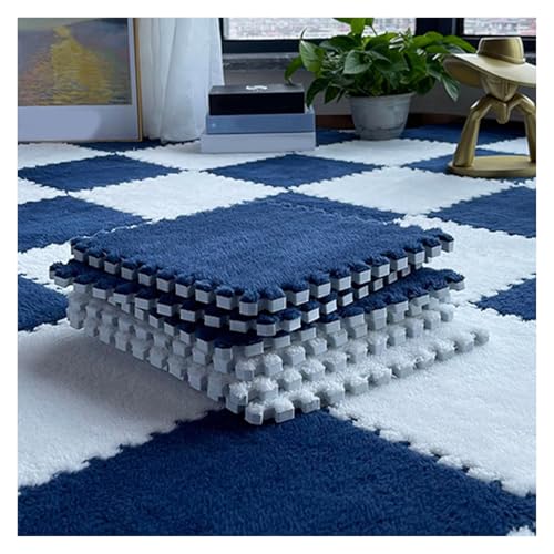 Interlocking Mat Wasserdicht Hochelastische Spielm 200 Stück flauschige Puzzle-Spielmatten for den Boden, ineinandergreifende Schaumstoff-Bodenmatte, ineinandergreifende Plüsch-Schaumstofffliesen, wei von MEYINGOU