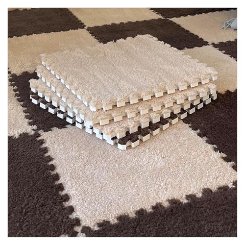 Interlocking Mat Wasserdicht Hochelastische Spielm 30 Stück Plüsch-Puzzle-Teppichquadrate, Schaumstoff-Puzzle-Bodenmatte, weicher, flauschiger, ineinandergreifender quadratischer Schaumstofffliesen-Te von MEYINGOU